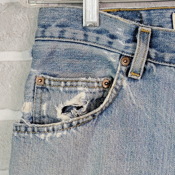 Arizona Jean Company Boot Cut Y2K Wide Leg Thashed Patched Jeans Men's 32 - Picture 8 of 16